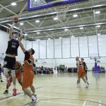 Cian Sullivan hooks in a score over Baptiste Chazelas